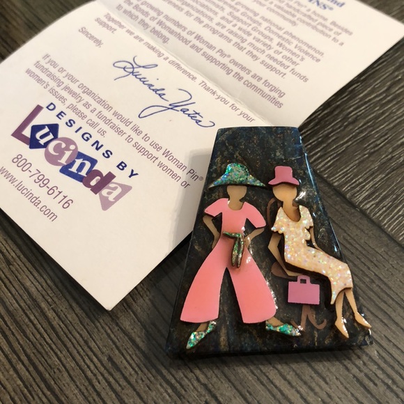 Vintage Jewelry Vintage Women Pins By Lucinda Two Ladies Glitter